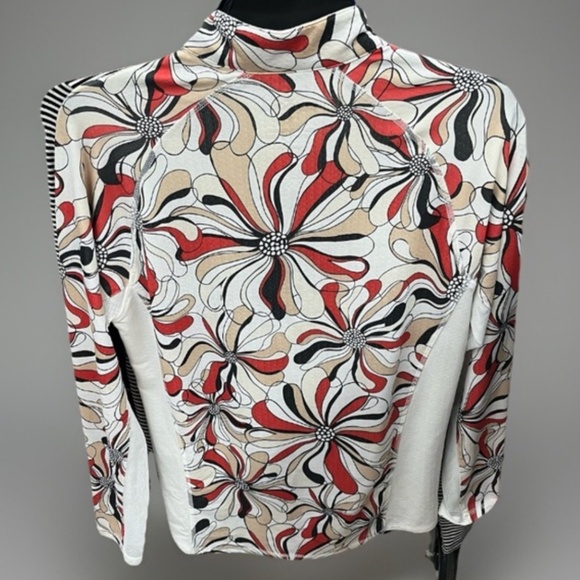 San Soleil Women's Small FLORAL Zip Cooling Vented Pullover Golf Shirt UPF 50 - Picture 4 of 7